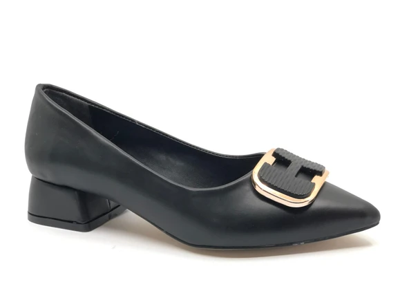 Feles Toka Detaylı Kısa Topuklu Kadın Babet Ayakkabı - Resim 5