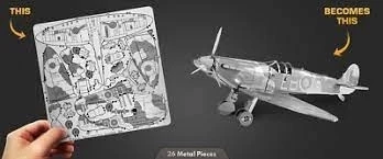 DIY 3D Metal Puzzle Supermarine spitfire Uçak 27 Parça Hediyelik Maket 14+yaş - 3