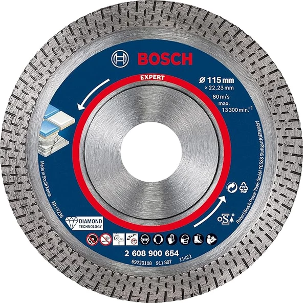 Bosch Professional 1x EXPERT HardCeramic Elmas Kesme Diskleri (Sert fayanslar, Sert taş, Ø 115 mm,