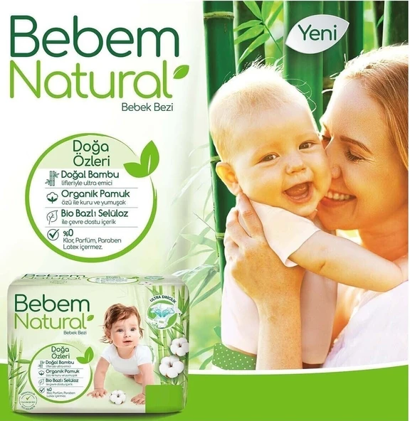 Bebem Bebek Bezi Natural Beden:1 (2-5Kg) Yenidoğan 192 Adet Aylık Fırsat Pk - Resim 3