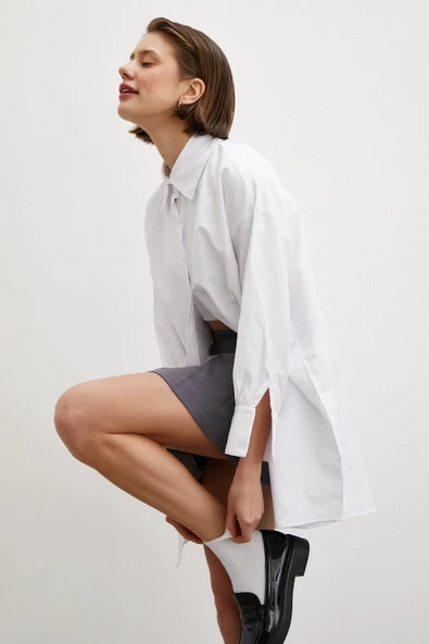 Gömlek Etek Elbise Takım Gri - 3