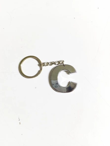 Periboia C Harfi Plastik Krom Kaplama Anahtarlık- Harf Çanta Süsü - 3