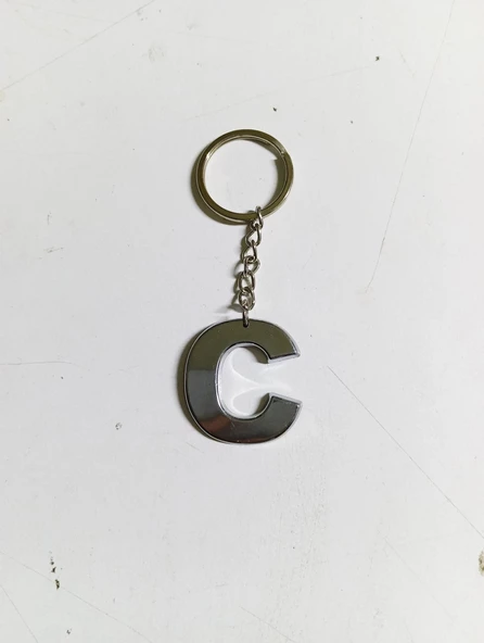 Periboia C Harfi Plastik Krom Kaplama Anahtarlık- Harf Çanta Süsü - 2
