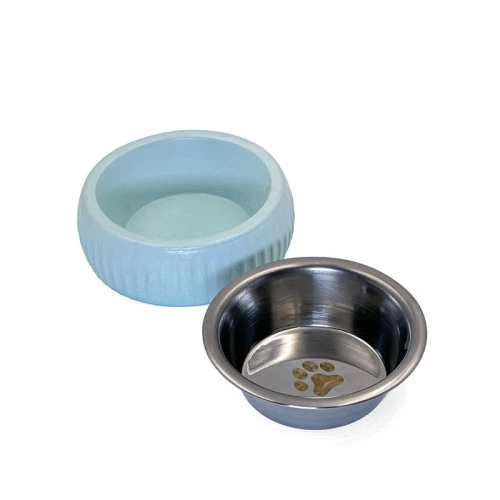 Periboia Mikopet Organik Seramik Mama Kabı Mavi - 4
