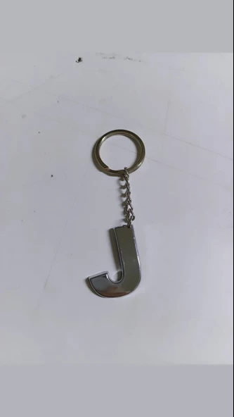 Periboia J Harfi Plastik Krom Kaplama Anahtarlık- Harf Çanta Süsü - 3