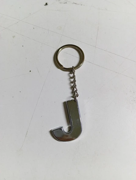 Periboia J Harfi Plastik Krom Kaplama Anahtarlık- Harf Çanta Süsü - 2