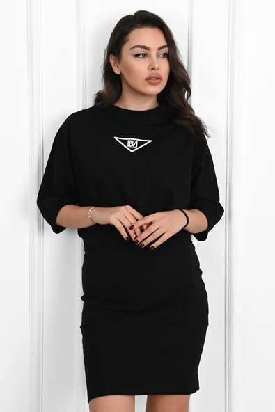 Kadın Askılı Kaşkorse Tişört Elbise Takım 3791-23 - 11