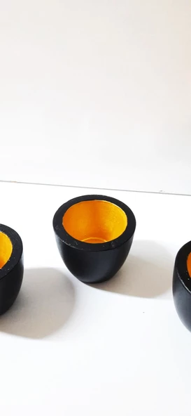 Periboia 3 lü Sukulent Saksı - Siyah Gold Kaktüs Saksı Beton Çiçek Saksısı - 4