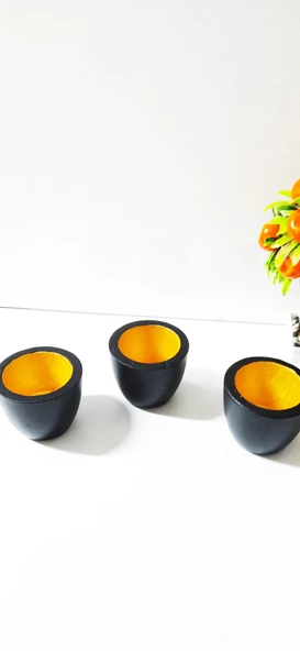 Periboia 3 lü Sukulent Saksı - Siyah Gold Kaktüs Saksı Beton Çiçek Saksısı - 5