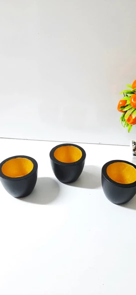 Periboia 3 lü Sukulent Saksı - Siyah Gold Kaktüs Saksı Beton Çiçek Saksısı - 3