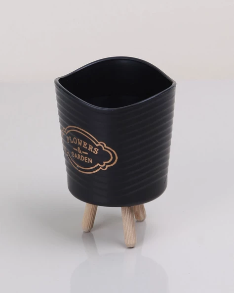 Periboia Ahşap Ayaklı  Mini Saksı - Çok Amaçlı Sunum  Sepeti  (2 Adet ) - 3