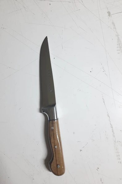 Periboia Ahşap Saplı 29 cm Kurban Bıçağı  Metalik Korumalı Yemek Mutfak Bıçağı No.2 - 2