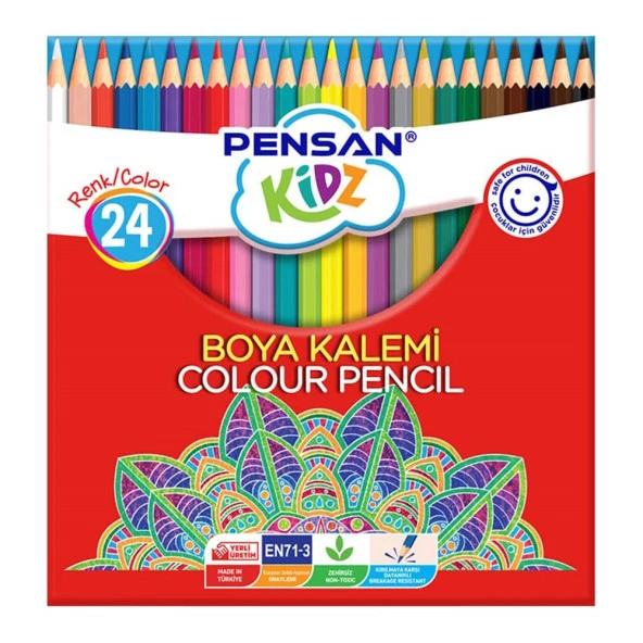 Pensan Kidz Kuru Boya 24 Renk Tam Boy