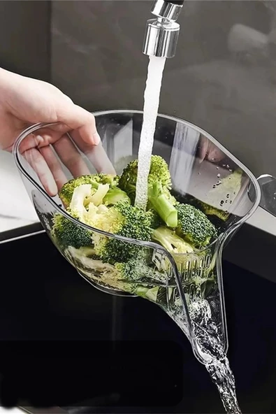 Periboia Tezgah Yanı Akrilik Mutfak Lavabo Süzgeci Çok Fonksiyonlu Sebze Meyve Yıkama Mutfak Süzgeci - Resim 3