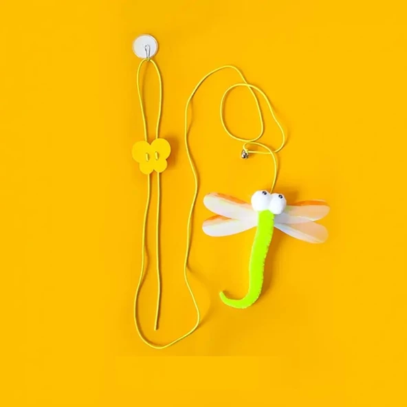 Periboia Elastik Kelebek Kedi Oyuncağı Vantuzlu Lastikli Kedi Kelebek Yakalama Egzersiz Oyuncağı - 4