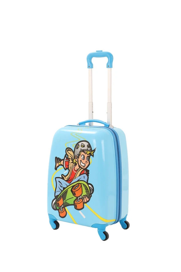 V307 ABS ÇOCUK VALİZ-MAVİ-UÇAN KAYKAY BASKI - 2