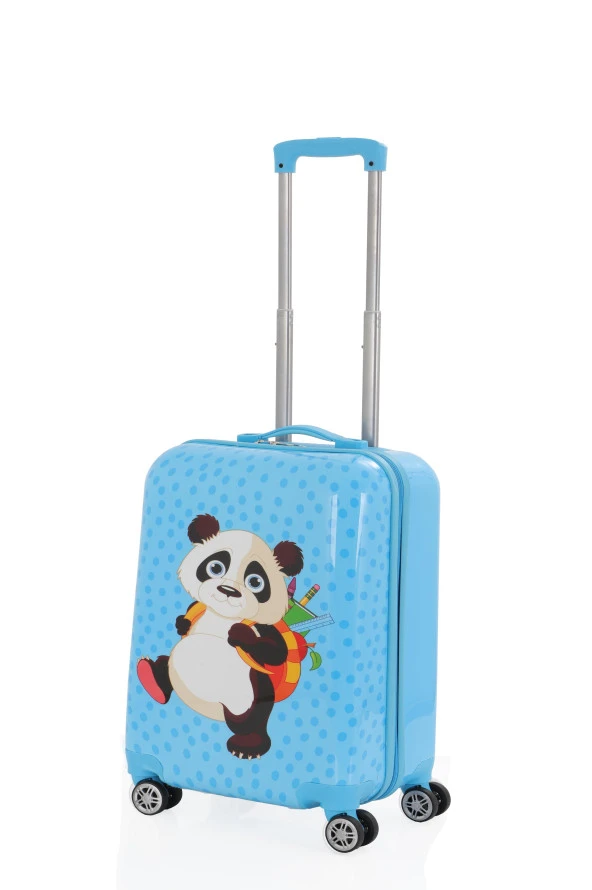 V307 ABS ÇOCUK VALİZ-MAVİ-PANDA BASKI - 2