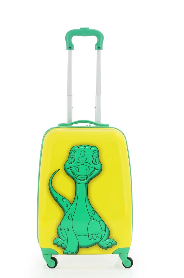 V307 ABS ÇOCUK VALİZ-YEŞİL DİNOZOR