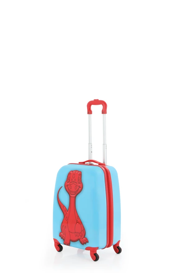 V307 ABS ÇOCUK VALİZ-KIRMIZI DİNOZOR - Resim 2