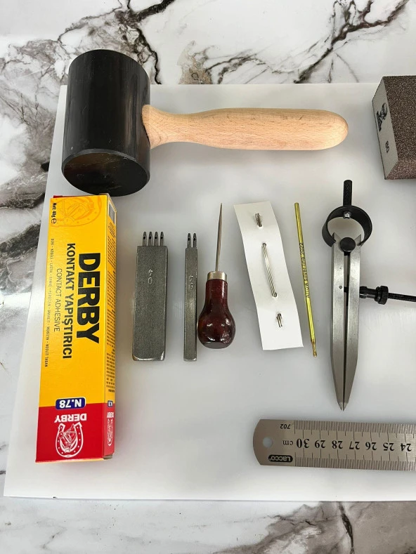 16 Parça Deri Zanaat Hobi El Aletleri Set 4 - 4