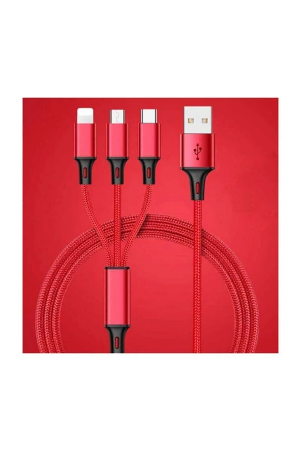 Lityum Teknoloji Gold Çoklu Şarj 3in1 Iphone/micro/type-c Hızlı Şarj Kablosu 1.2m 3in1 Silver