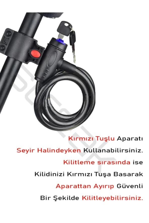 Anahtarlı Çelik Kilit Bisiklet Motosiklet Bebek Arabası Scooter Anahtarlı Güvenlik Kilidi 12x120 - 2