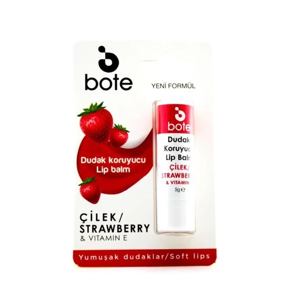 Bote Lip Balm Çilek Aromalı 5 gr Dudak Koruyucu