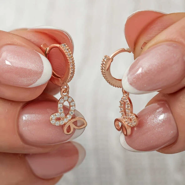 Himarry Gümüş Sallantılı Rose Kelebek Kadın Küpe ürün görseli 1