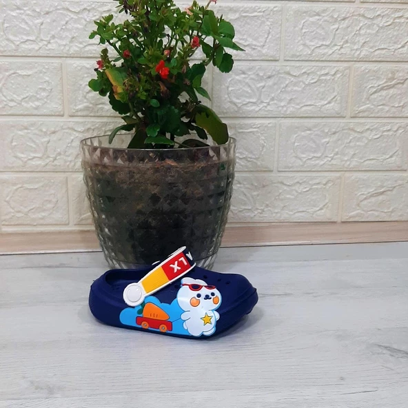 Calx 9041 Lacivert Beyaz crks Tavşan Fifürlü Erkek Çocuk Terlik - 7