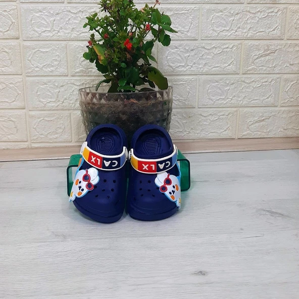 Calx 9041 Lacivert Beyaz crks Tavşan Fifürlü Erkek Çocuk Terlik - 6