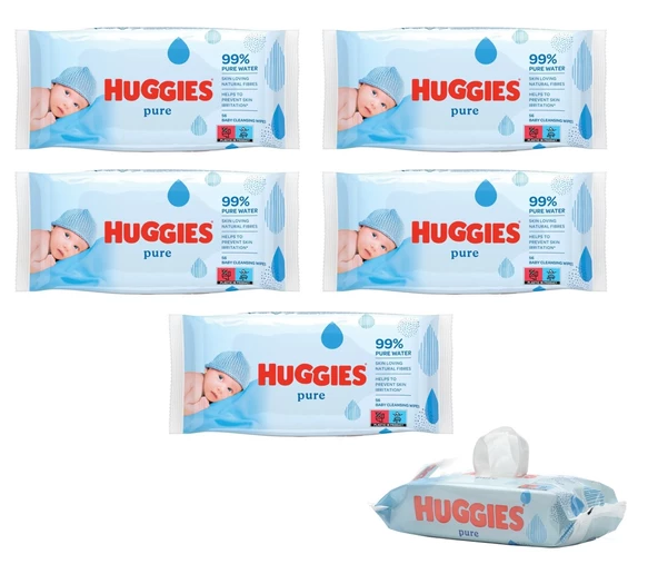 Huggies Pure Yenidoğan Hassas Islak Havlu 72 Yaprak 5'li Paket (432 Yaprak)