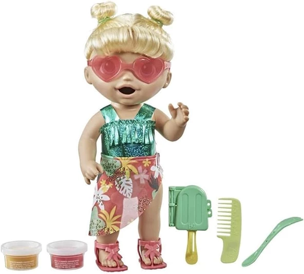 Baby Alive Bebeğimle Yaz Eğlencesi Sarışın, 10.2 x 25.4 x 35.6, Aksesuarlar ile