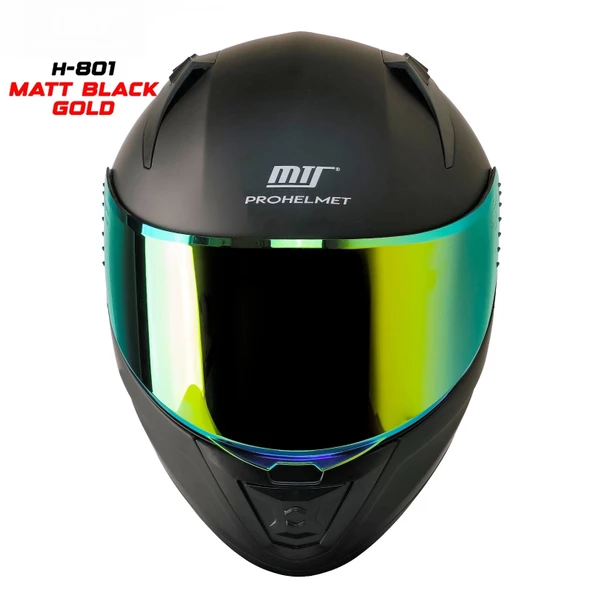 MTS M-201 MAT SİYAH-GOLD GÜNEŞ VİZÖRLÜ KASK (GOLD CAMLI) - Resim 2