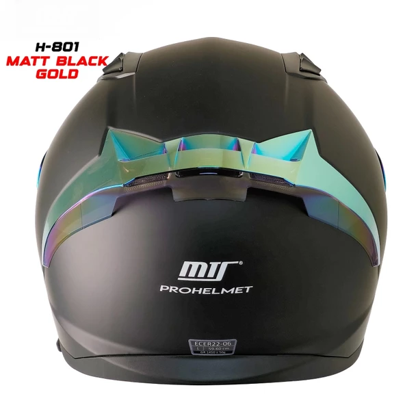 MTS M-201 MAT SİYAH-GOLD GÜNEŞ VİZÖRLÜ KASK (GOLD CAMLI) - Resim 3