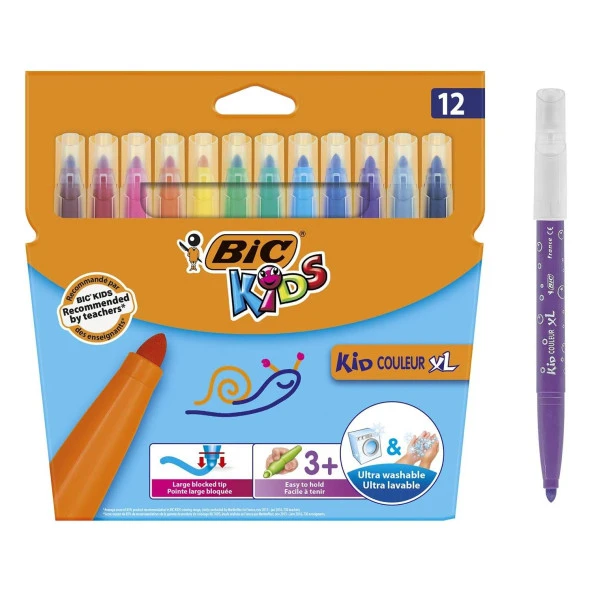 Bic Kids Couleur XL Yıkanabilir Keçeli Boya Kalemi 12 Renk (828966)