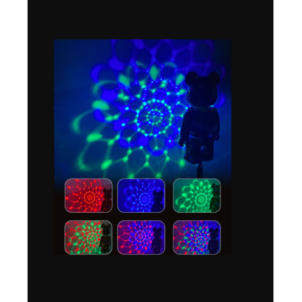 Karikatür Ayı Rgb Günbatımı Işığı Bluetooth Hoparlör  Tavan Gece Lambalı Tavan Projektörü - 7