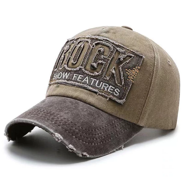 Valkyrie Rock Eskitme Trucker Şapka Unisex Metal Tokalı Ayarlanabilir Vintage Kahve - 2