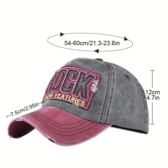 Valkyrie Rock Eskitme Trucker Şapka Unisex Metal Tokalı Ayarlanabilir Vintage Siyah Kırmızı - 6