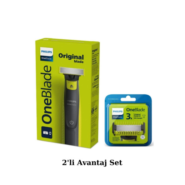 Philips Qp2724/10 Oneblade Yüz Ve Vücut Şekilendirici Qp630/51 3'lü Yedek Bıçak Avantaj Set