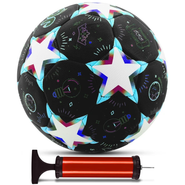 Telvesse Futbol Topu Stars Pompalı Set Dayanıklı Sert Zemin Halı Saha Futbol Topu No:5 046
