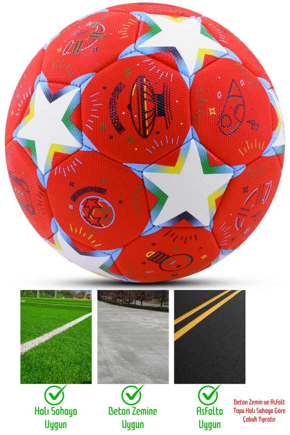 Telvesse Futbol Topu Stars Pompalı Set Dayanıklı Sert Zemin Halı Saha Futbol Topu No:5 046 - 6