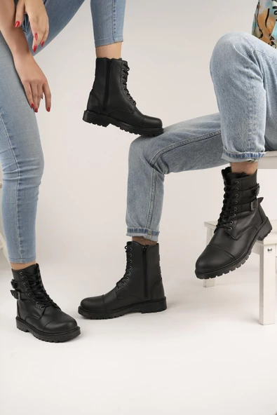 Muggo M452 Garantili Kauçuk Sağlam Esnek Kışlık Su ve Soğuk Geçirmez Unisex Bağcıklı ve Fermuarlı Postal Bot - 9
