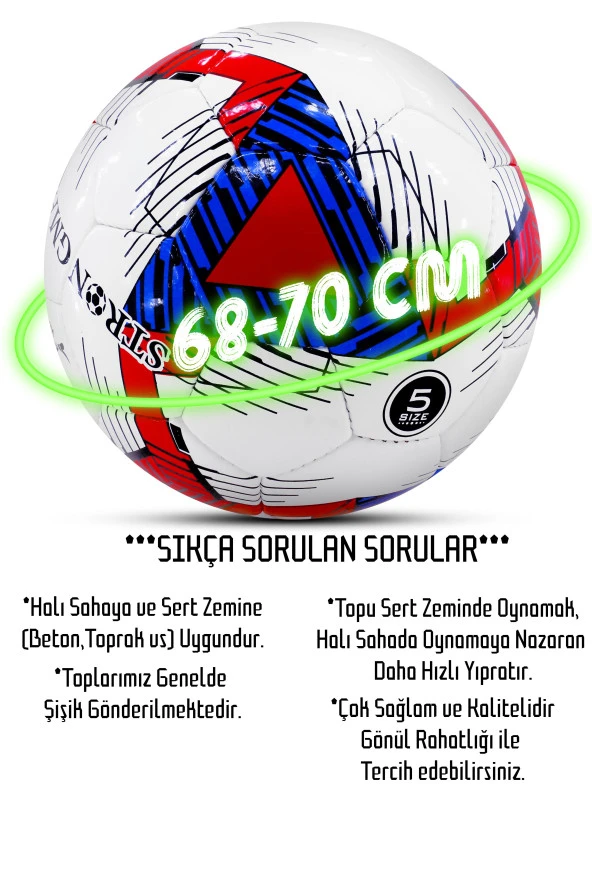 Telvesse Futbol Topu Profesyonel El Dikişli Ultra Dayanıklı Sert Zemin Halı Saha Topu 701 No:5 - 5