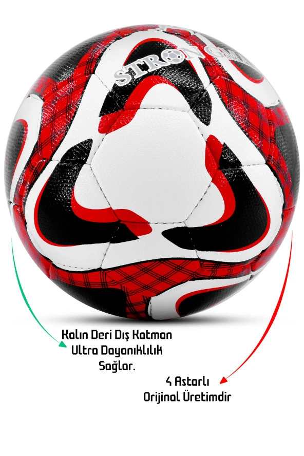 Telvesse Futbol Topu Profesyonel El Dikişli Ultra Dayanıklı Sert Zemin Halı Saha Topu P606 No:5 - 4