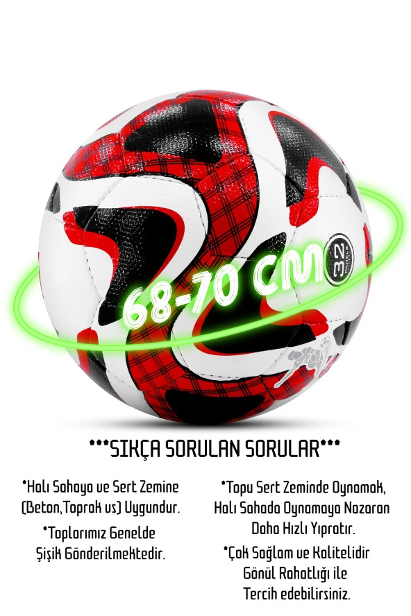 Telvesse Futbol Topu Profesyonel El Dikişli Ultra Dayanıklı Sert Zemin Halı Saha Topu P606 No:5 - 5
