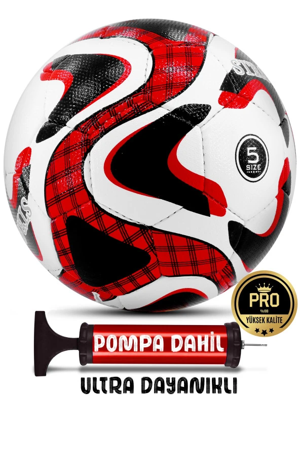 Telvesse Futbol Topu Pompalı Set Profesyonel El Dikişli Dayanıklı Sert Zemin Halı Saha Topu P606 No5