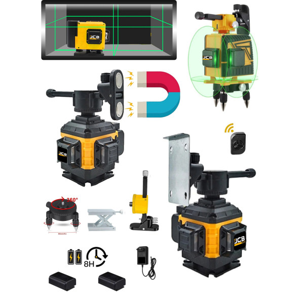 Projcb Plus Germany Distomat Çizgi Hizalama 16 Köşe Artı Lazer Terazi Yeşil Çizgi 45 Mt Menzil 360 Derece Kumandalı Çantalı