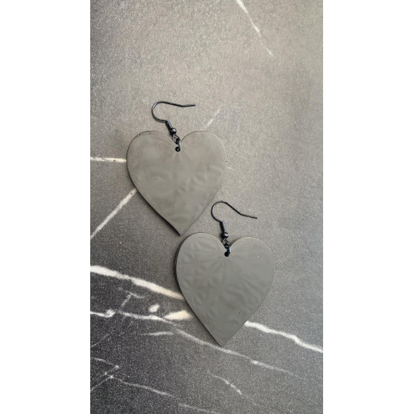 Parlak Siyah Renkli Siyah Aksesuarlı Kalp Kupa Model 5 Cm Epoksi Küpe El Yapımı Hediyelik - Resim 8