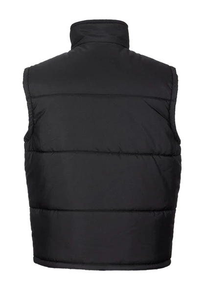 Battal Beden Dikişli Yandan Cepli Polarlı Kumaş Yelek Siyah Renk - 10