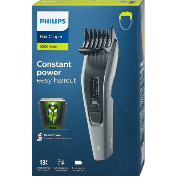 Philips Hair Clipper 3000 Series Saç Sakal, Kademeli Ayarlama, Kablosuz Kullanım